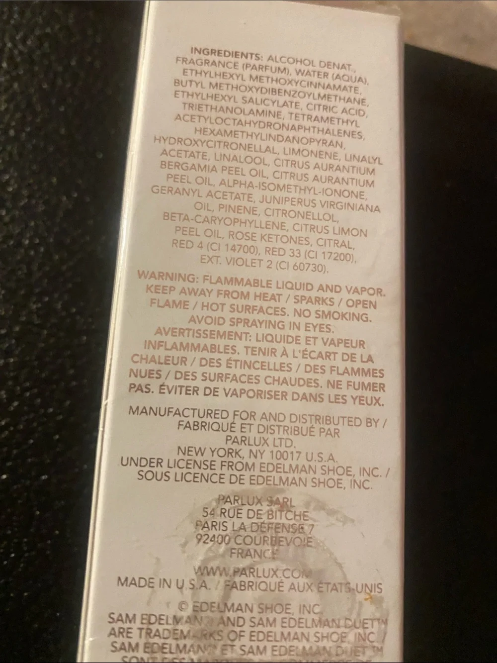 Sam Edelman Pink Script Logo on White Box fragrance Duet